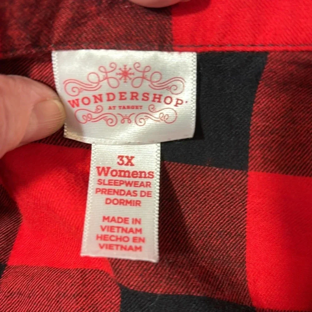 Wondershop -Womens Holiday Buffalo Check Plaid Flannel Pajama Set 3X